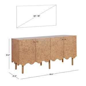 Safavieh Rowe Four Door Sideboard with Antique Gold Hardware Dark Wood Media Console MED9647A-2BX