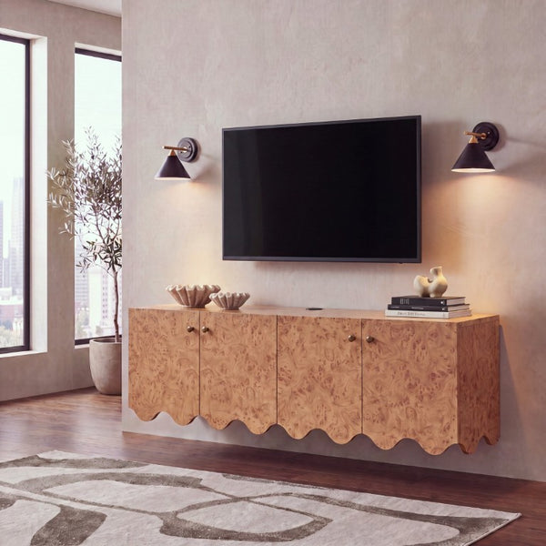 Safavieh Rowe Floating Wall Mounted Media Cabinet with Four Doors and Antique Gold Hardware MED9648A