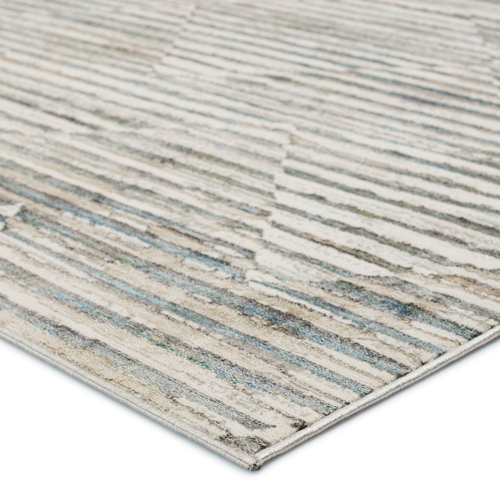 Jaipur Living Melo Wilmot Mel03 Powerloomed Machinemade 100% Polyester Geometric Stripes Indoor Rug Gray, Light Blue 100% Polyester Rug152806