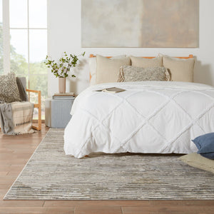 Jaipur Living Melo Wilmot Mel03 Powerloomed Machinemade 100% Polyester Geometric Stripes Indoor Rug Gray, Light Blue 100% Polyester Rug152806