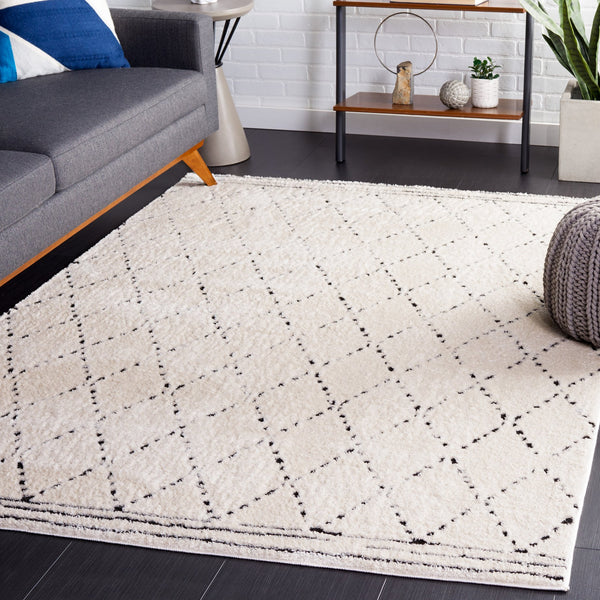 Safavieh Melody Exquisite Bohemian Area Rug - Plush Geometric Design For Sophisticated Home Decor Elegance Ivory ,Black Polyester Mel102a-3