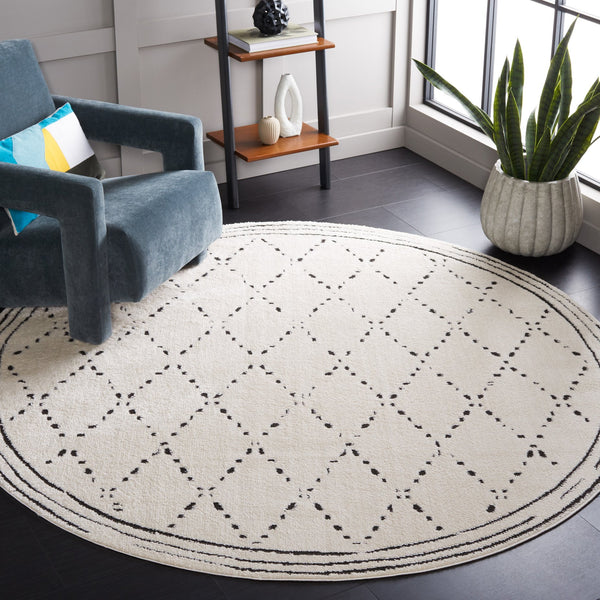 Safavieh Melody Exquisite Bohemian Area Rug - Plush Geometric Design For Sophisticated Home Decor Elegance Ivory ,Black Polyester Mel102a-3