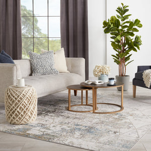 Jaipur Living Melo Arya Mel10 Powerloomed Machinemade 100% Polyester Moroccan / Bohemian Trellis Indoor Rug Ivory, Light Blue 100% Polyester Rug152855