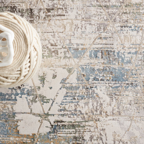 Jaipur Living Melo Arya Mel10 Powerloomed Machinemade 100% Polyester Moroccan / Bohemian Trellis Indoor Rug Ivory, Light Blue 100% Polyester Rug152855