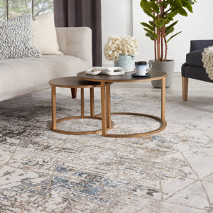 Jaipur Living Melo Arya Mel10 Powerloomed Machinemade 100% Polyester Moroccan / Bohemian Trellis Indoor Rug Ivory, Light Blue 100% Polyester Rug152855