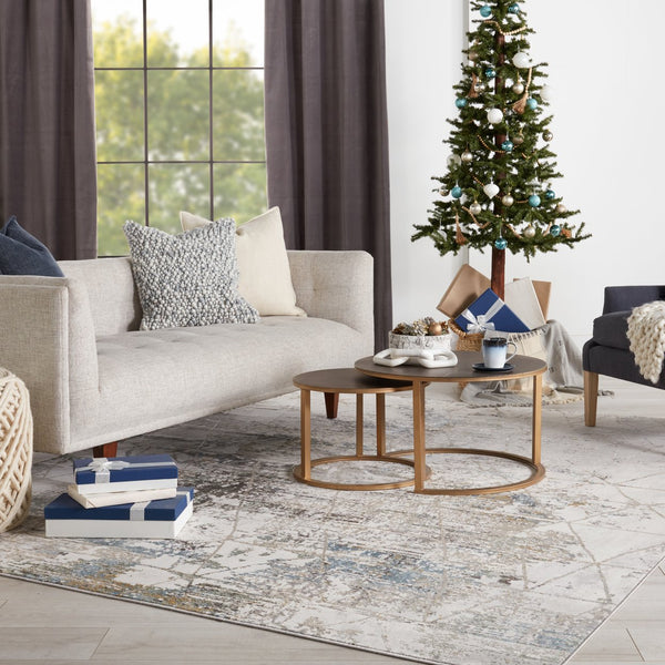 Jaipur Living Melo Arya Mel10 Powerloomed Machinemade 100% Polyester Moroccan / Bohemian Trellis Indoor Rug Ivory, Light Blue 100% Polyester Rug152855