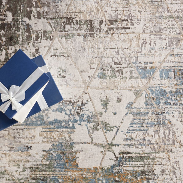 Jaipur Living Melo Arya Mel10 Powerloomed Machinemade 100% Polyester Moroccan / Bohemian Trellis Indoor Rug Ivory, Light Blue 100% Polyester Rug152855