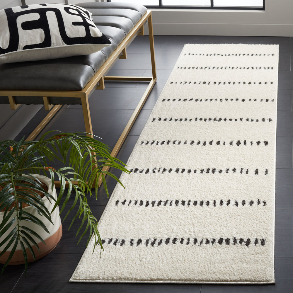 Safavieh Melody Contemporary Ivory And Black Geometric Area Rug, Power-Loomed Turkish Performance Blend, Durable Low-Pile Elegance 11'-0" x 15'-0" MEL114A-1115