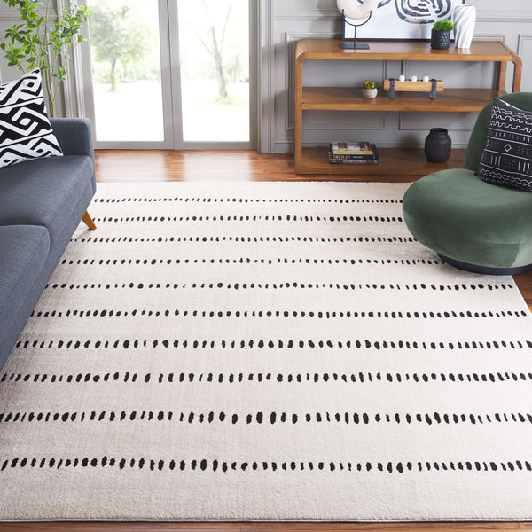 Safavieh Melody Modern Ivory And Black Geometric Rug — Low-Pile, Durable Power-Loomed Performance For Homes 6'-0" x 8'-0" MEL114A-68