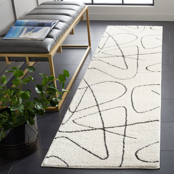 Safavieh Melody Power-Loomed Ivory & Black Abstract Runner Rug — Durable Low-Profile Pile, Stain-Resistant Turkey Crafted 2'-2" x 14'-0" MEL120A-214