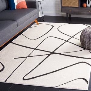 Safavieh Melody Modern Area Rug - Elegant Abstract Design In Minimalist Black & Ivory For Chic Home Decor Ivory ,Black Polyester Mel120a-4r