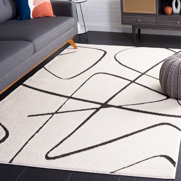 Safavieh Melody Modern Area Rug - Elegant Abstract Design In Minimalist Black & Ivory For Chic Home Decor Ivory ,Black Polyester Mel120a-4r