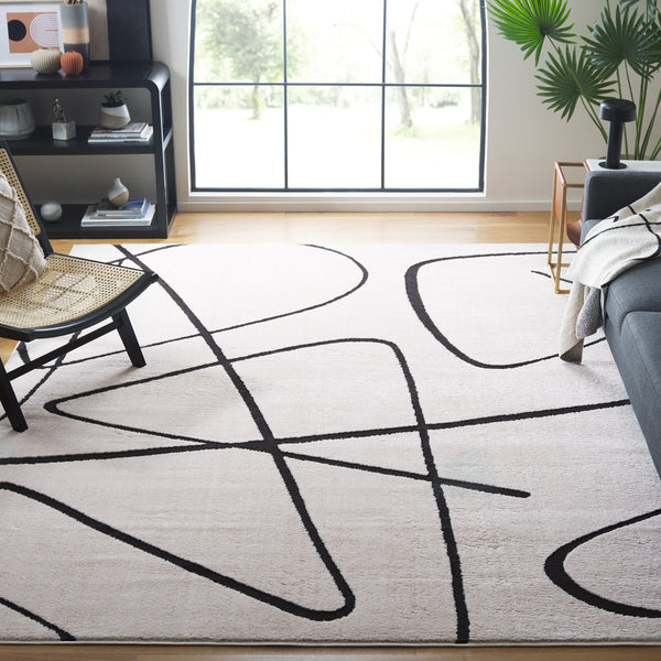 Safavieh Melody Power-Loomed Ivory & Black Abstract Runner Rug — Durable Low-Profile Pile, Stain-Resistant Turkey Crafted 2'-2" x 14'-0" MEL120A-214