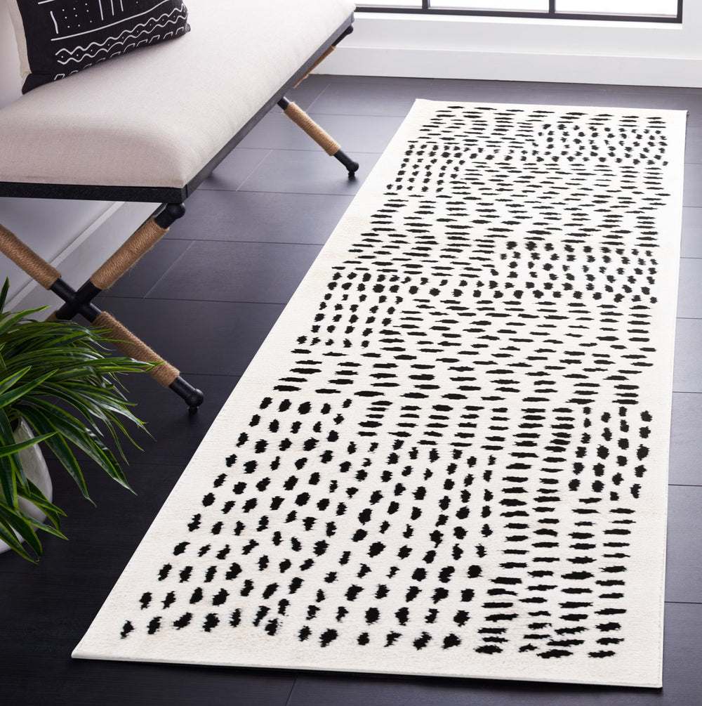 Safavieh Melody Modern Ivory/Black Runner Rug – Elegant Power-loomed Design, Durable & Oeko-tex Certified Ivory ,Black Polyester Mel132a-28