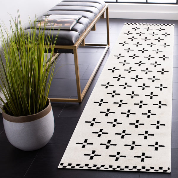 Safavieh Melody Bohemian Ivory And Black Area Rug – Luxurious Polyester, Oeko-tex Certified, Durable Style Ivory ,Black Polyester Mel134a-7sq