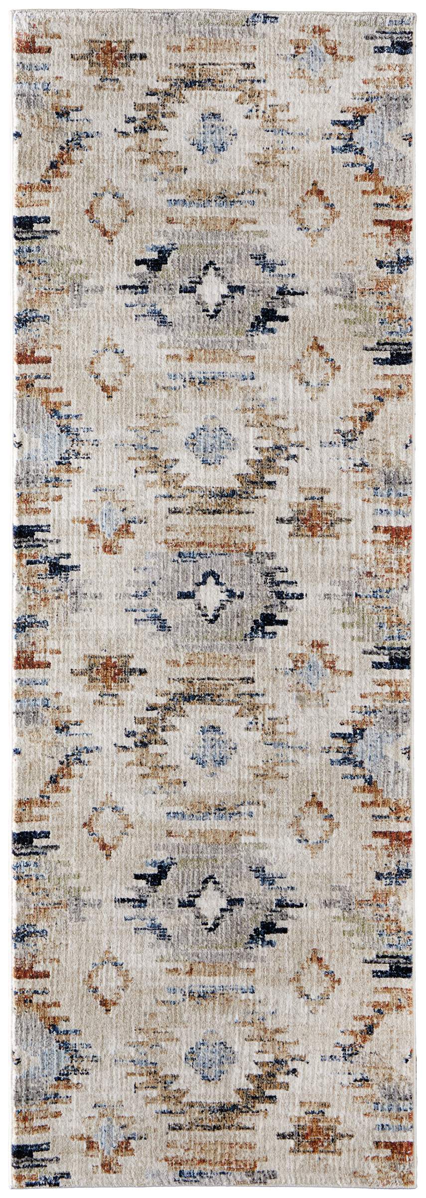 Feizy Rugs Melrose Diamond Lattice Area Rug Ivory Turkish Woven Floral Living Room Accent 2'6" x 7'3" MEL39ULFMLT000I02