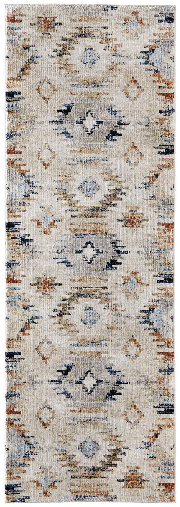 Feizy Rugs Melrose Diamond Lattice Area Rug Ivory Turkish Woven Floral Living Room Accent 2'6" x 7'3" MEL39ULFMLT000I02