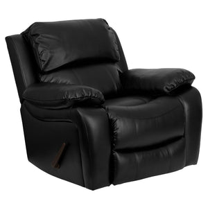 English Elm Kyle Black LeatherSoft Rocker Recliner – Plush Comfort, Smooth Recline, Modern Style for Relaxation MEN-DA3439-91-BK-GG