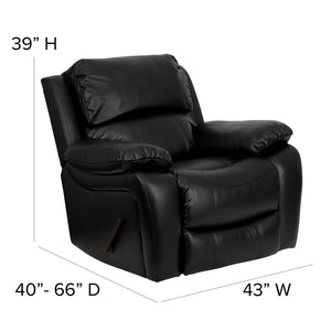 English Elm Kyle Black LeatherSoft Rocker Recliner – Plush Comfort, Smooth Recline, Modern Style for Relaxation MEN-DA3439-91-BK-GG