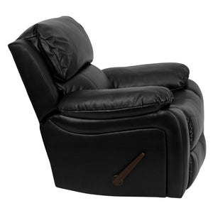 English Elm Kyle Black LeatherSoft Rocker Recliner – Plush Comfort, Smooth Recline, Modern Style for Relaxation MEN-DA3439-91-BK-GG