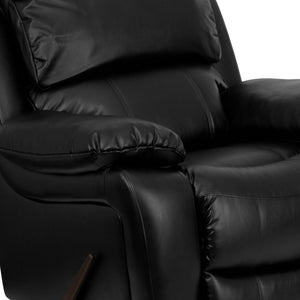 English Elm Kyle Black LeatherSoft Rocker Recliner – Plush Comfort, Smooth Recline, Modern Style for Relaxation MEN-DA3439-91-BK-GG