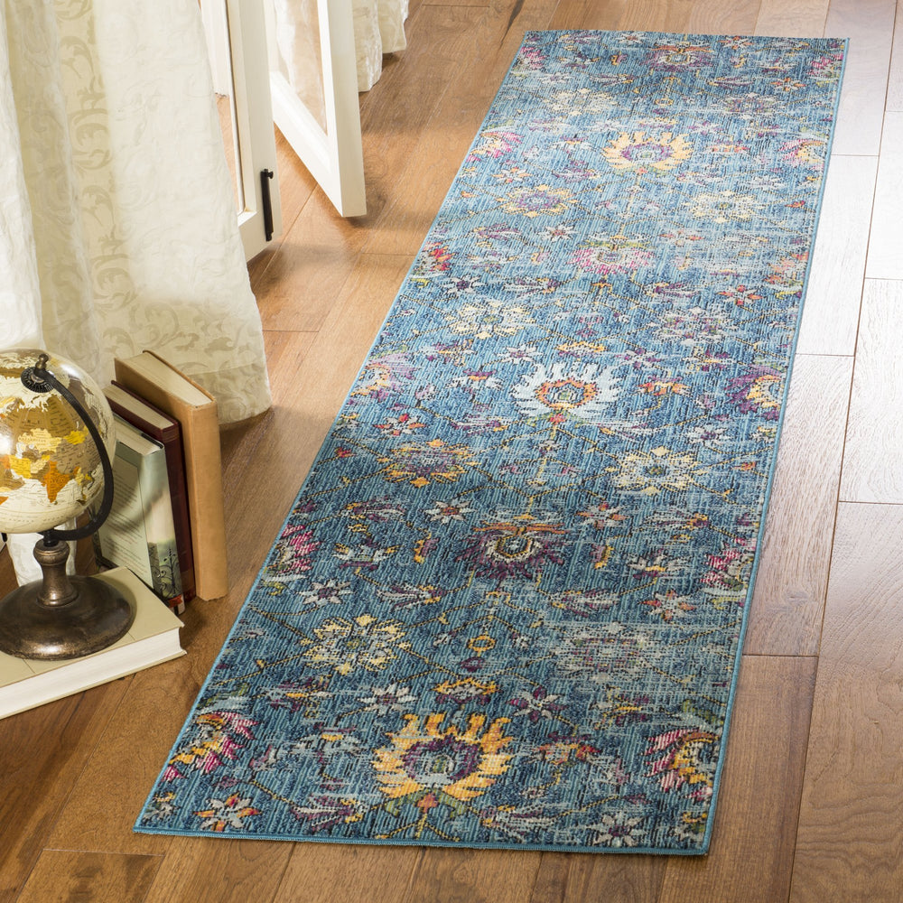 Safavieh Merlot Exquisite Power-loomed Runner Rug With Floral And Geometric Patterns For Stylish Spaces Blue ,Multi 65% Polypropylene,28% Cotton,7% Polyester Mer107m-28