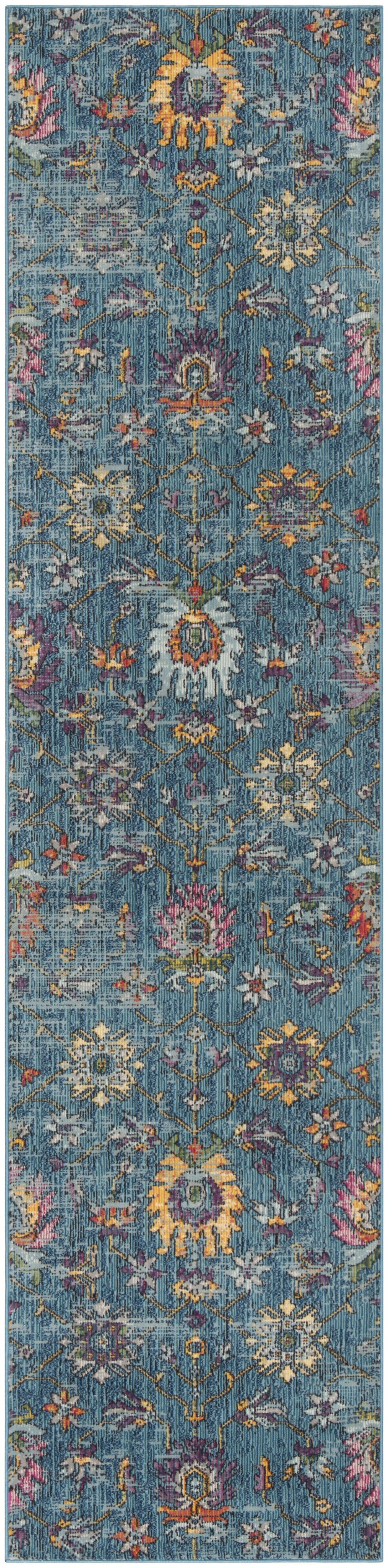 Safavieh Merlot Exquisite Power-loomed Runner Rug With Floral And Geometric Patterns For Stylish Spaces Blue ,Multi 65% Polypropylene,28% Cotton,7% Polyester Mer107m-28