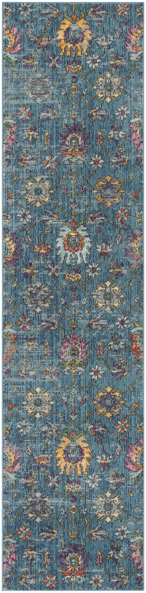 Safavieh Merlot Exquisite Power-loomed Runner Rug With Floral And Geometric Patterns For Stylish Spaces Blue ,Multi 65% Polypropylene,28% Cotton,7% Polyester Mer107m-28