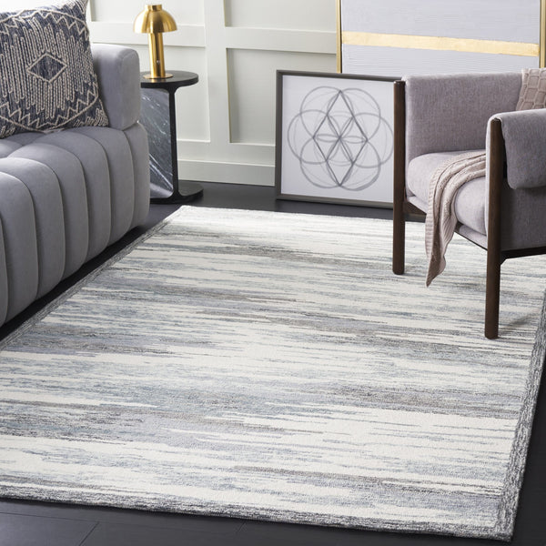 Safavieh Metro Hand-tufted Runner Rug - Luxurious Wool-cotton Blend, Modern Abstract Design For Elegant Spaces Ivory ,Grey 80% Wool,20% Cotton Met106a-5