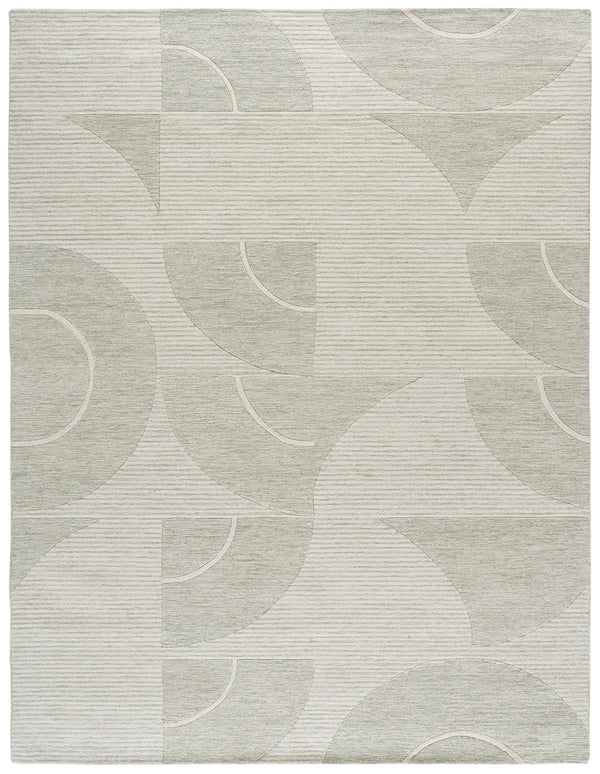Safavieh Metro Hand-Tufted Sage And Ivory Square Rug - Wool/Cotton Low-Profile Pile, Modern Texture 6'-0" x 6'-0" MET107W-6SQ