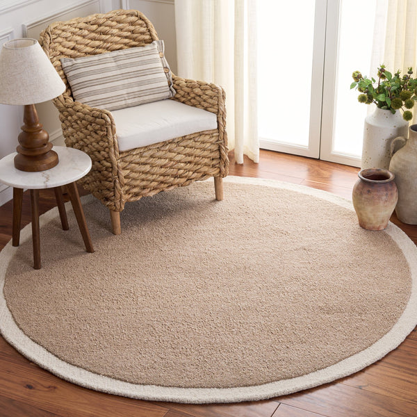 Safavieh Metro Hand-Tufted Round Wool-Cotton Rug In Beige Ivory — Timeless Elegant Accent For Living Rooms 6'-0" x 6'-0" MET153B-6R