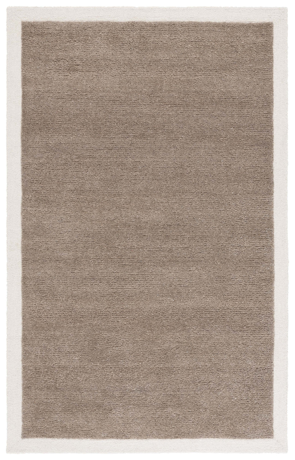 Safavieh Metro Hand-Tufted Dark Beige Rug With Ivory Border — Wool-Cotton Blend, Plush Low-Profile Luxury 4'-0" x 6'-0" MET153C-4