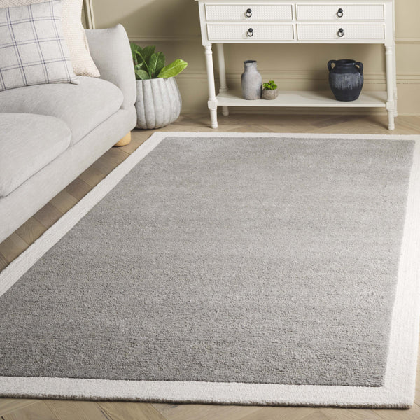 Safavieh Metro Hand-Tufted Grey Ivory Area Rug — Wool-Cotton Blend, Plush 1/2" Pile, Timeless Border Elegance 5'-0" x 8'-0" MET153F-5