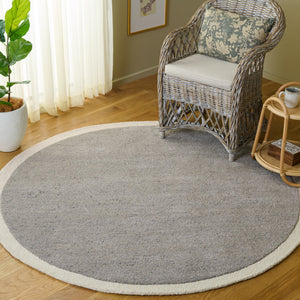 Safavieh Metro Hand-Tufted Grey Ivory Area Rug — Wool-Cotton Blend, Plush 1/2" Pile, Timeless Border Elegance 5'-0" x 8'-0" MET153F-5