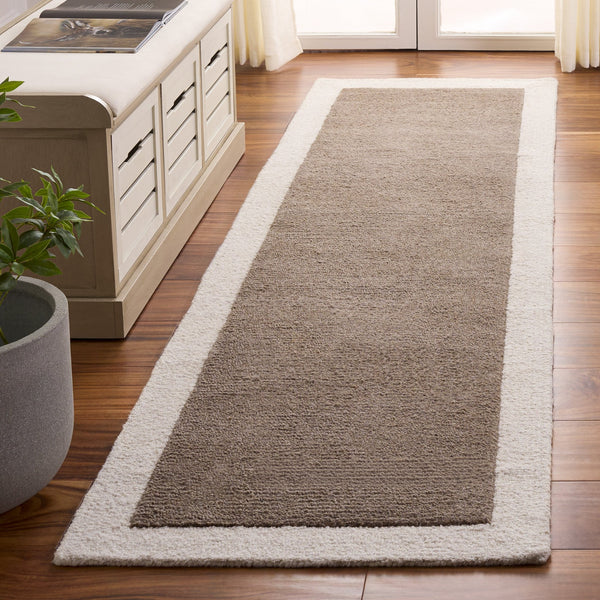 Safavieh Metro Hand-Tufted Brown Ivory Wool-Cotton Rug 8X10 Low Pile Durable Neutral Modern Focal Point 9'-0" x 12'-0" MET153T-9