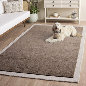 Safavieh Metro Hand-Tufted Brown Ivory Wool-Cotton Rug 8X10 Low Pile Durable Neutral Modern Focal Point 9'-0" x 12'-0" MET153T-9
