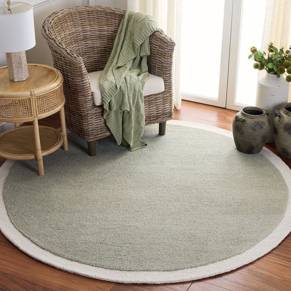 Safavieh Metro Hand-Tufted Sage And Ivory Round Rug — Wool-Cotton Blend, Plush 1/2" Pile, Crafted In India 6'-0" x 6'-0" MET153W-6R