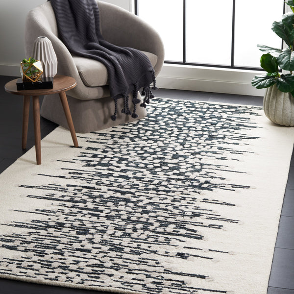 Safavieh Metro Hand‑Tufted Black & Ivory Abstract Rug 8X10 — Plush Wool‑Cotton Blend, Modern Gallery Style 9'-0" x 12'-0" MET175Z-9