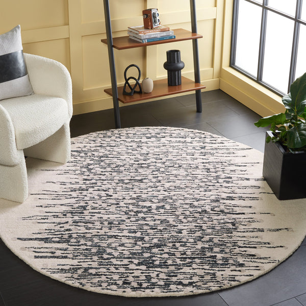 Safavieh Metro Hand‑Tufted Black & Ivory Abstract Rug — 80% Wool Plush 8X10 Statement Piece For Modern Homes 6'-0" x 9'-0" MET175Z-6