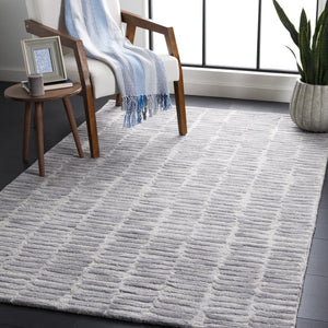 Safavieh Metro Luxurious Hand-tufted Area Rug For Modern Interiors - Premium Wool & Cotton Blend, 6' X 9' Silver ,Grey 80% Wool And 20% Cotton Met182g-9