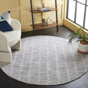 Safavieh Metro Luxurious Hand-tufted Area Rug For Modern Interiors - Premium Wool & Cotton Blend, 6' X 9' Silver ,Grey 80% Wool And 20% Cotton Met182g-9