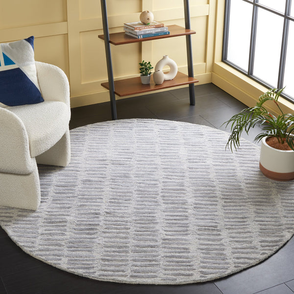 Safavieh Metro Luxurious Hand-tufted Area Rug For Modern Interiors - Premium Wool & Cotton Blend, 6' X 9' Silver ,Grey 80% Wool And 20% Cotton Met182g-9