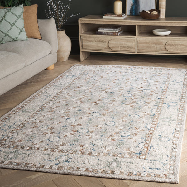 Safavieh Metro Ivory Blue Area Rug - Hand-tufted Elegance, 5' X 8' Soft Wool & Cotton Blend For Any Room Ivory ,Blue 80% Wool,20% Cotton Met204a-5