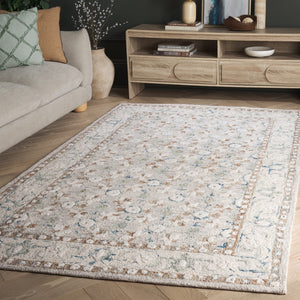 Safavieh Metro Elegant Hand-tufted Wool And Cotton Area Rug For Hallways, Crafted In India For Timeless Style Ivory ,Blue 80% Wool,20% Cotton Met204a-29