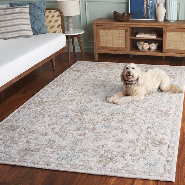 Safavieh Metro Elegant Hand-tufted Wool Cotton Rug - Timeless Style For Your Home Decor And Hallways Beige ,Blue 80% Wool,20% Cotton Met205b-6sq