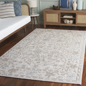 Safavieh Metro 5'0" X 8'0" Hand-tufted Area Rug - Elegant Beige & Blue Design For Traditional & Modern Homes Beige ,Blue 80% Wool,20% Cotton Met205b-5