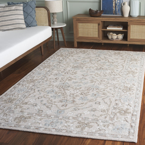 Safavieh Metro 5'0" X 8'0" Hand-tufted Area Rug - Elegant Beige & Blue Design For Traditional & Modern Homes Beige ,Blue 80% Wool,20% Cotton Met205b-5