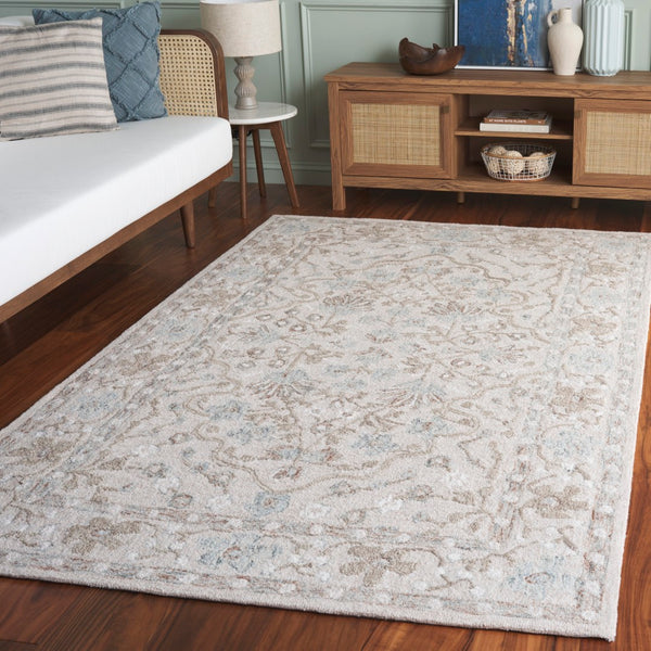 Safavieh Metro Elegant Hand-tufted Wool Cotton Rug - Timeless Style For Your Home Decor And Hallways Beige ,Blue 80% Wool,20% Cotton Met205b-6sq