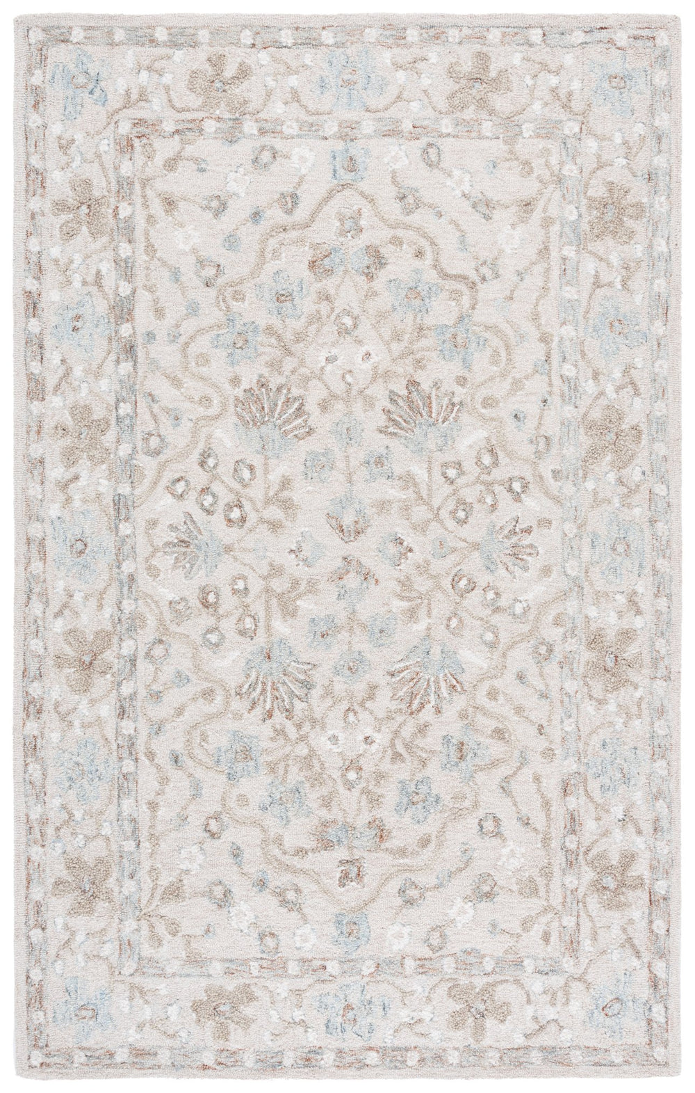 Safavieh Metro 5'0" X 8'0" Hand-tufted Area Rug - Elegant Beige & Blue Design For Traditional & Modern Homes Beige ,Blue 80% Wool,20% Cotton Met205b-5