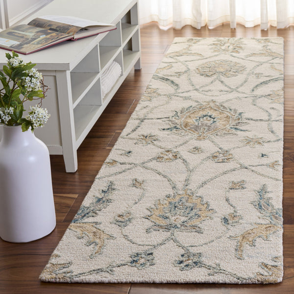 Safavieh Metro Hand-Tufted Ivory Grey Wool Area Rug — Plush 3/8" Pile, Transitional Floral Design, Ethically Made 8'-0" x 10'-0" MET235A-8